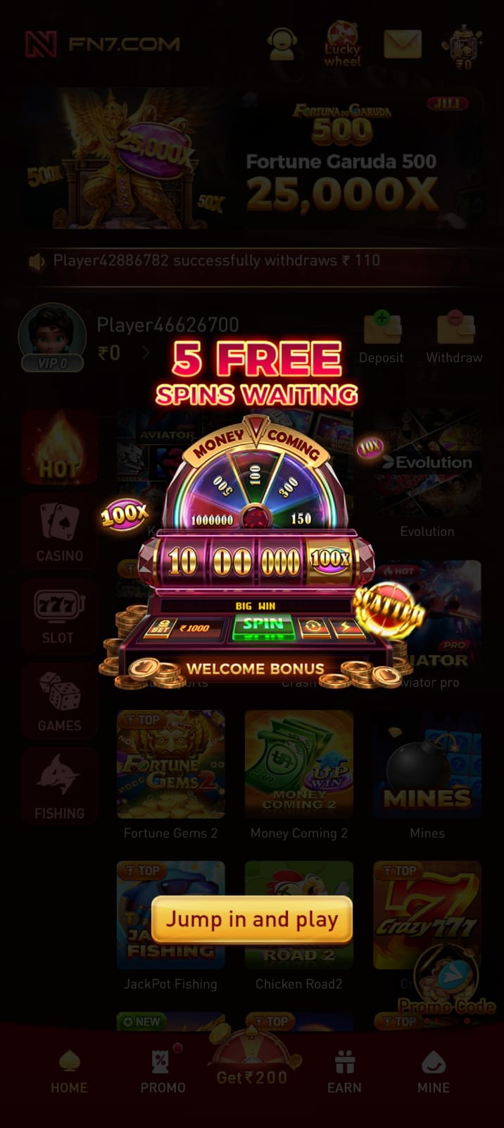 FN7 Game latest APK download, online earning, play casino games