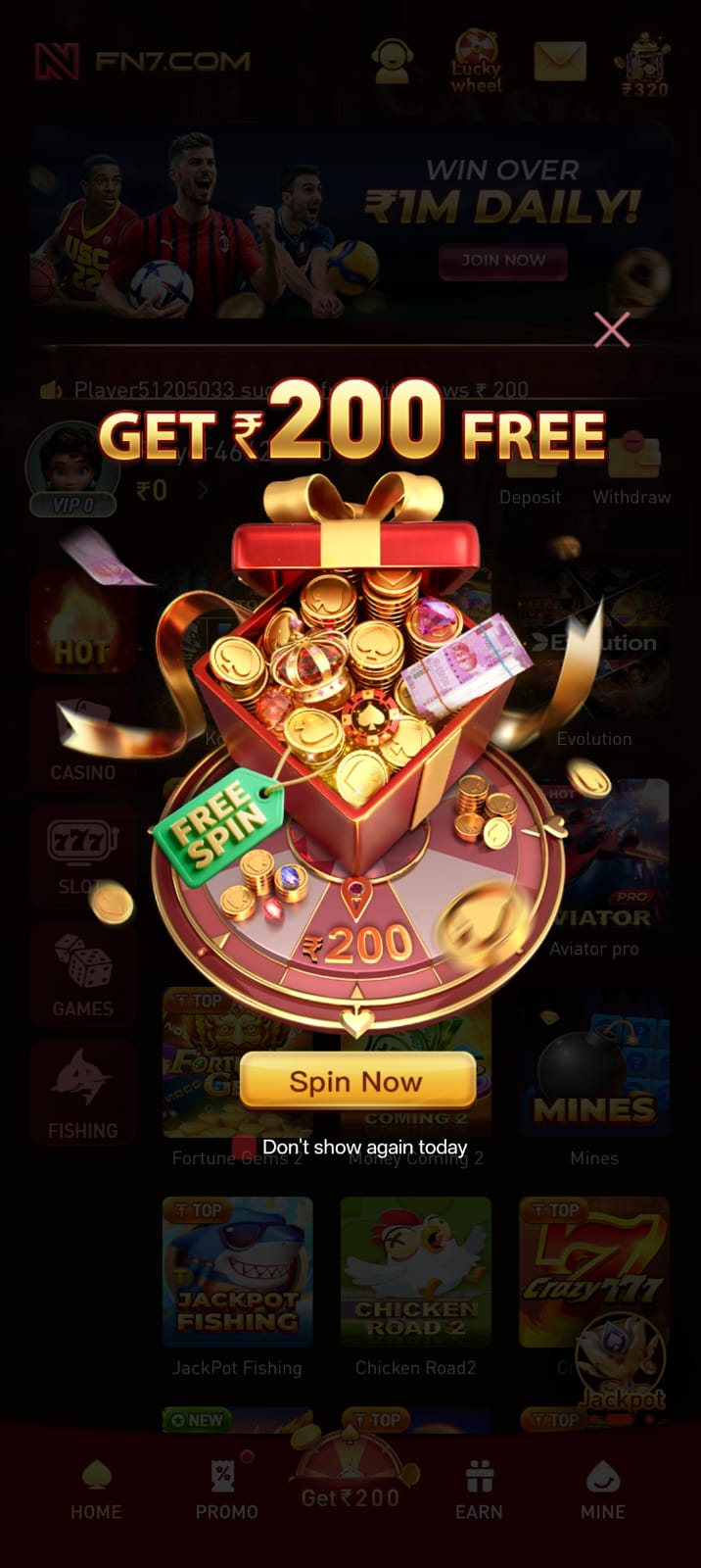 FN7 Game 2026 APK, online casino games, mobile cash earning